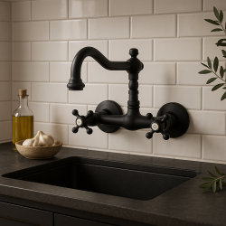 Robinet de cuisine classique nostalgique V2721 robinet mural noir mat 1208953527